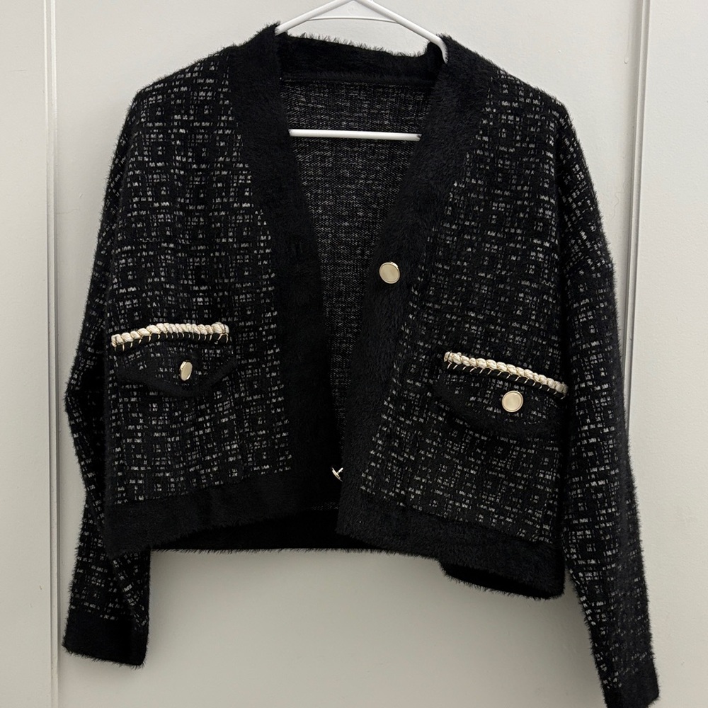 J.ING Black and White Cardigan